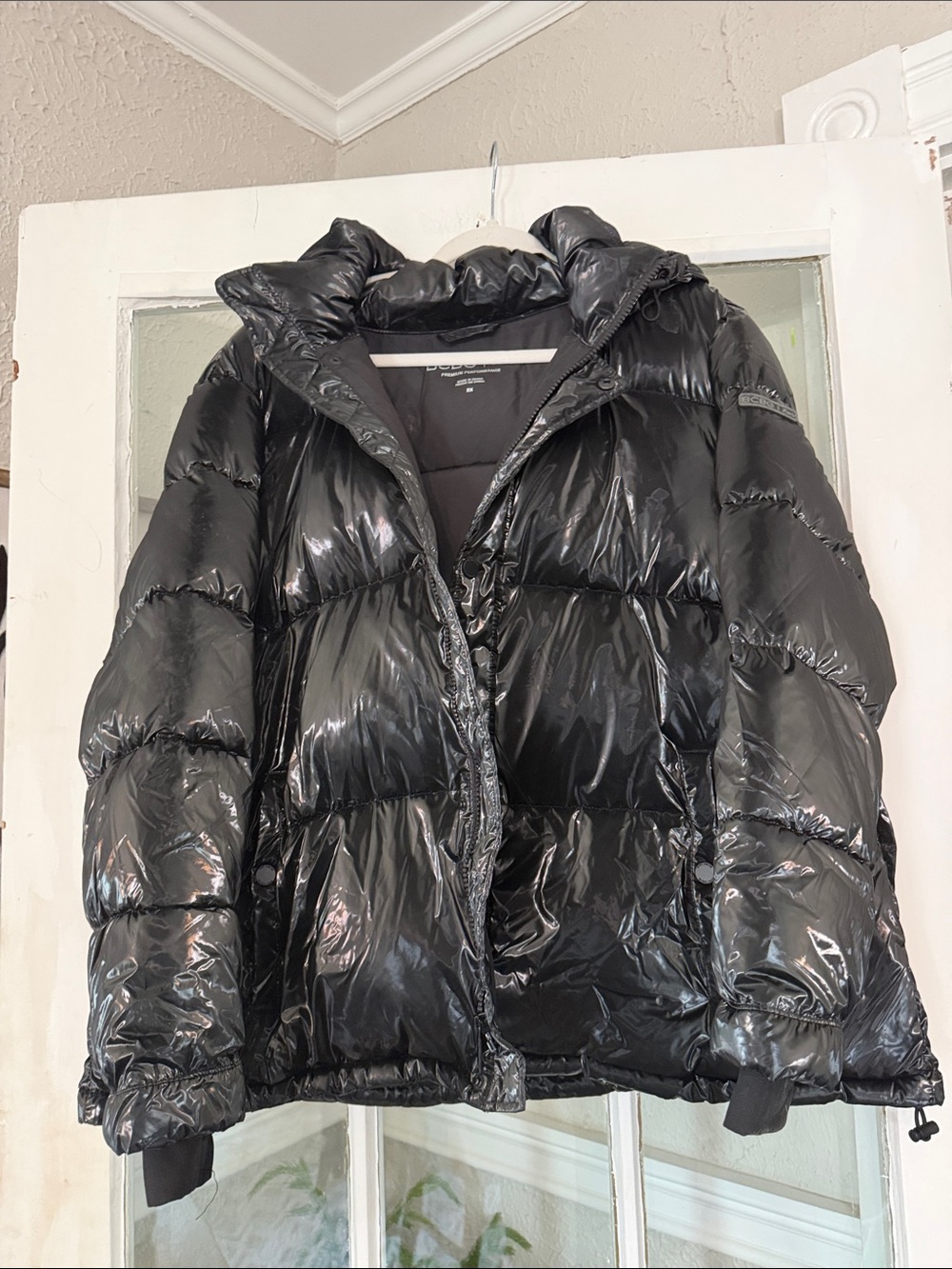 BCBG Paris Black Puffy Hooded Down Jacket - Women's
